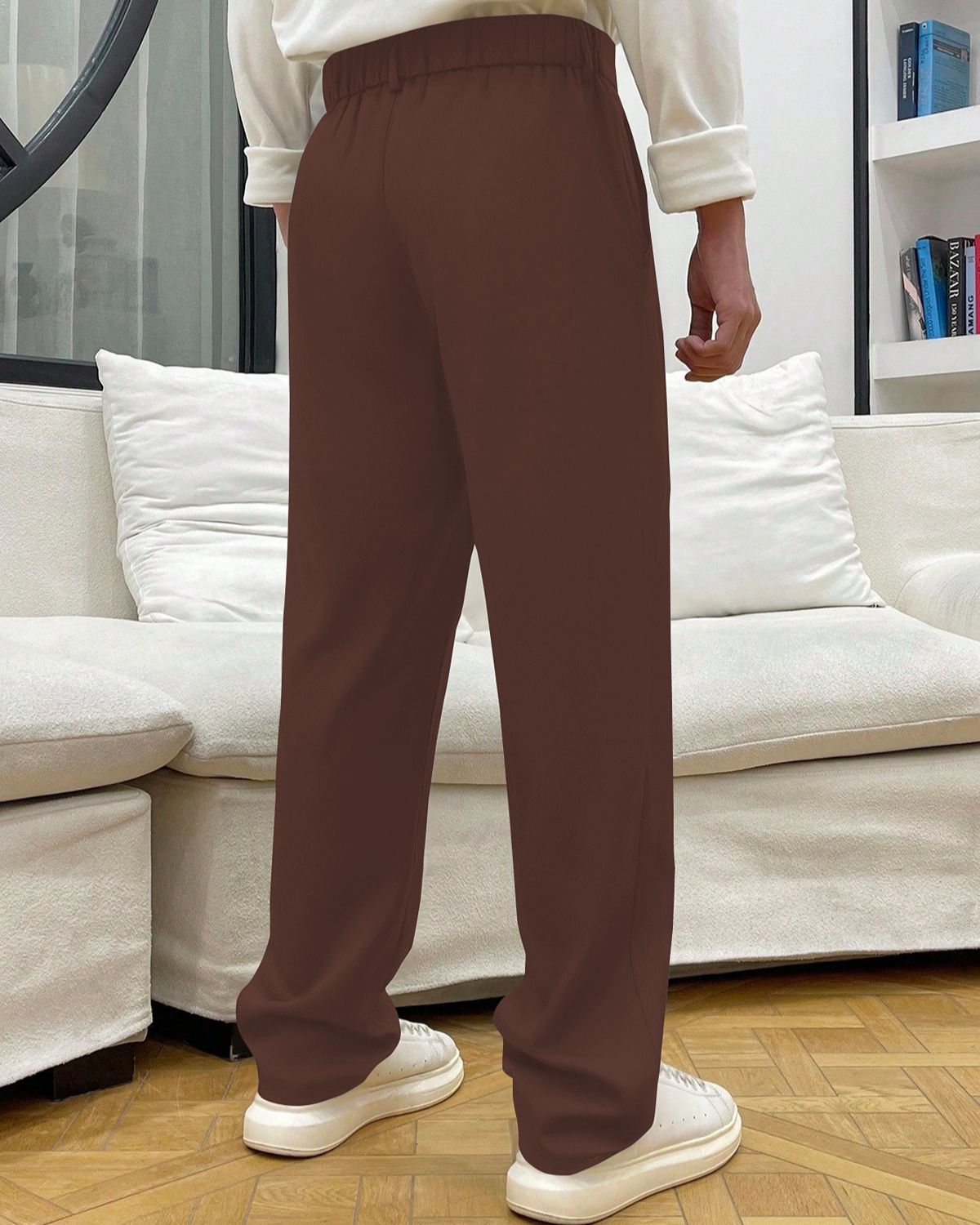 FINGERCROS Men’s Modern Pleated Relaxed-Fit Trousers