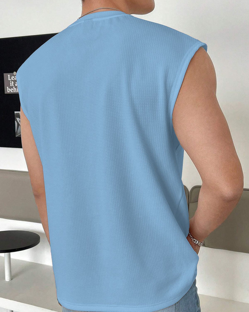 FINGERCROS Men's Textured Waffle Knit Muscle Tank Top