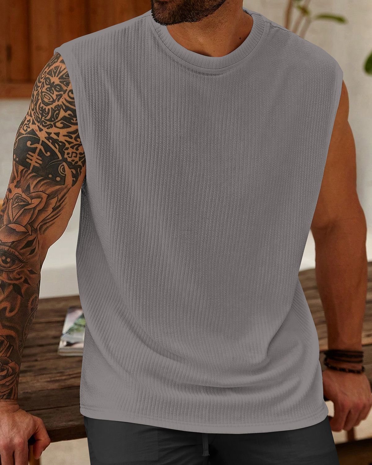 FINGERCROS Men's Premium Vertical Ribbed Muscle Tank Top