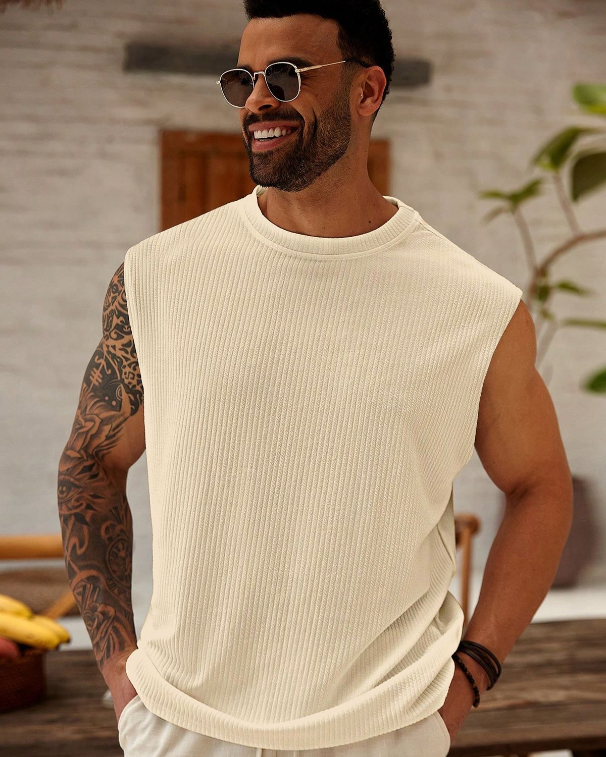 FINGERCROS Men's Premium Vertical Ribbed Muscle Tank Top