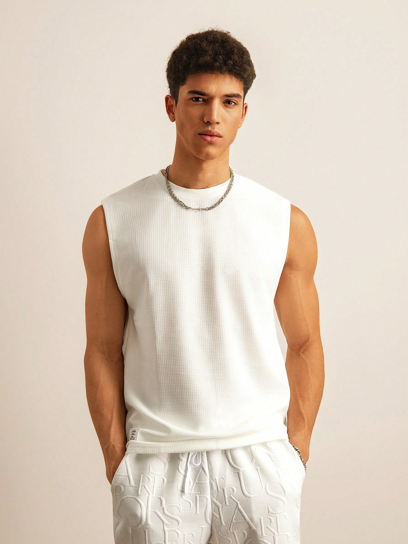 FINGERCROS Men's Textured Waffle Knit Muscle Tank Top